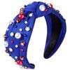Blausky Cerchietto per capelli da donna, in tessuto con nodi, stile vintage, da donna, con perle e nodo intrecciato, per acconciature da sposa, colore blu colorato