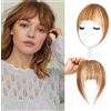 Ysdqs Hair Extension con clip, 100% capelli umani, da donna, frangia francese, extension di capelli sintetici, con ferretto, castano chiaro 2