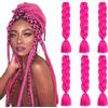 Cybelleza Extension Treccine Treccia Africane Capelli Sintetici Finti Lunghi Intrecciati 60cm Jumbo Braids 6PCS 600g Crochet Twist Bellezza, Fucsia
