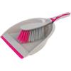 Kleeneze KL062390EU Deluxe - Set di Scopa e Paletta, Pulizia del Spazzola Terra, Set di paletta e spazzola con setole morbide, Ideale per rimuovere la polvere e le particelle più piccole, Grigio/Rosa