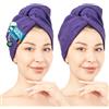 Hammetex Turbante Capelli Donna Set da 2 - Asciugamano per Capelli in 100% Cotone - Certificato OEKO-TEX - Molto Assorbente, Asciuga Rapidamente i Capelli - Turbante con Bottone