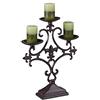 Relaxdays Portacandele Antico, Candeliere a 3 Bracci, Candelabro Esterno, Centrotavola, 28,5x23x7,5 cm, Ghisa, Marrone