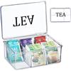 Relaxdays Box Porta tè e Tisane, 6 Scomparti, con Coperchio, 9x21,5x15 cm, Organizer per Bustine, Plastica, Trasparente