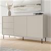 Dmora Credenza Vimioso 150x39x80h cm Beige 3 Cassetti 2 Ripiani, Madia Apertura Battente, Scorrevole