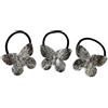 Bottega della Principessa Set da 3 Elastici Gioiello per Capelli Donna - Accessori Capelli Eleganti con Placca in Metallo, Elastici per Coda Bubble (Argento 19)