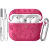 Joremx Custodia Per AirPods Pro 3 con adorabile motivo d'erba(Rosa Intenso)