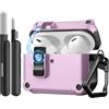 TiMOVO Custodia per Airpods Pro 3 (2025) con Clip di Sicurezza, Viola+Nero