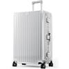 ALPHA CAMP Valigia Grande 23 KG Policarbonato 76x49x30CM, Valigia Rigida TSA Serratura con Ruote, Valigia Grande XL Argento Valigia 98L Cornice in Alluminio Ricarica