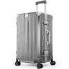 ALPHA CAMP Valigia Policarbonato 38x32x67CM, Valigia Rigida TSA Serratura con Ruote, Valigia Grande Grigio Valigia 66L Cornice in Alluminio Ricarica
