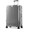 ALPHA CAMP Valigia Policarbonato 66x44x26.5 CM, Valigia Rigida TSA Serratura con Ruote, Valigia Grande Grigio Valigia 65L Cornice in Alluminio Ricarica