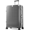 ALPHA CAMP Valigia Grande 23 KG Policarbonato 76x49x30CM, Valigia Rigida TSA Serratura con Ruote, Valigia Grande XL Grigio Valigia 98L Cornice in Alluminio Ricarica