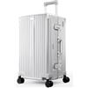 ALPHA CAMP Valigia Policarbonato 38x32x67CM, Valigia Rigida TSA Serratura con Ruote, Valigia Grande Argento Valigia 66L Cornice in Alluminio Ricarica