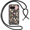 Xylota Cover Cordino per Google Pixel 9 5G, Aesthetic Fiori Disegni Custodia con Corda Collana Tracolla Laccio, Ultra Sottile Silicone Morbido TPU Bumper Antiurto Protettiva Case, Nero