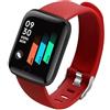 Ziyan Orologio intelligente multifunzione per uomini donne bambini messaggio promemoria musica controllo sport passo calorie D13 smartwatch sveglia 116Plus (rosso)