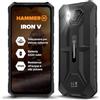 Hammer H Smartphone Hammer Iron V senza contratto robusto, impermeabile, dual SIM, potente batteria da 6320 mAh, fotocamera da 50 Mpx con sensore di visione notturna nero