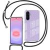 Tikgue Cover per Samsung Galaxy A37 5G, Custodia con Cordino Silicone Glitter Brillantini Trasparente Morbida Cover con Collana Sottile Protettiva Bumper Antiurto TPU Case - Nero