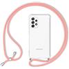 NALIA Cover con Collana per Samsung Galaxy A52 / A52 5G / A52s 5G, Pink | Mani Libere, Zero Stress, Retro Cristallino, Il Tuo Tocco Di Stile, Airbag Invisibile, HANGIT