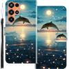 WUACYEAMING Custodia Compatibile con Oukitel C67,con Slot Carte PU Pelle Portafoglio Libro Case Antiurto Bumper Motivo Magnetica Flip Protettiva Resistente delfino