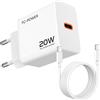 TC-POWER 20W USB C Charger with 2m Cable for iPhone Pro Max 256GB, iPhone 16, iPhone Pro, iPad Pro, Caricatore USB C Quick Charge Plug
