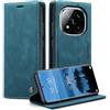 WJXEXRS Cover per Xiaomi Redmi Note 14 Pro 5G(Non per Note 14 Pro 4G), Custodia in Pelle Premium, Supporto Slot per Schede, Portafoglio Kickstand Flip Wallet Magnetica Custodie Porta Carte, Blu-verde