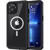 Lanhiem Cover per iPhone 13 Pro Max IP68 Impermeabile Magnetica Nero | Custodia magnetica ricarica wireless,protezione outdoor completa,impermeabile,antipolvere e antischiizzi,ideale per cantieri