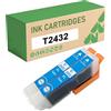KEUWHLL Cartucce Di Inchiostro Ciano 24XL T2432 Compatibili Per Epson 24XL E-2432, Per Stampanti Expression Photo XP-55, XP-750, XP-760, XP-850, XP-860, XP-950, XP-960, XP-970 2-Pack