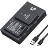 LP Caricabatterie LP EN-EL14 EN EL14a, batteria da 1600 mAh e caricabatteria a doppio slot, compatibile con Nikon D3100 D3200 D3300 D3400 D3500 D5100 D5200 D5300 D5500 D5600 DF P7000 P7100 P7700 P7800