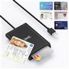 ROCKETEK Lettore di Smart Card USB militare con NFC - Interfaccia doppia contatto e contactless, lettore CAC per carte IC/ID/PIV/bancomat, Plug-and-Play compatibile con Windows, Mac, Linux e Android.