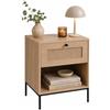 Relaxdays Comodino, cassetto effetto rattan, vano aperto, HxLxP: 55 x 40 x 40 cm, naturale/nero