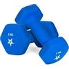 Yes4All Neoprene Dumbell Pair 2 kg Mano Weight Strength Training for Home Gym Fitness - 2 kg Blu