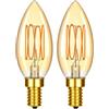 Century Light Lampadina LED E14, lampadina a candela vintage da 25 W, bianco caldo 3 W | non dimmerabile Lampadina con vetro color ambra da 1800 K, decorazione nostalgica per casa, hotel, caffetteria, bar, 2 pezzi