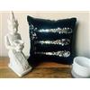 HomeBuy Sirena paillettes cuscino Pillow case - reversibile in paillettes divano 38 x 38 cm Black & Silver