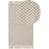 Beliani Tappeto Realizzato a Mano in Iuta e Cotone Beige 80 x 150 cm Rustico