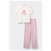 Tezenis Pigiama Lungo In Cotone Con Patch Stelle Donna Rosa
