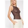 Tezenis Body Spalla Larga Vogatore In Pizzo Donna Marrone
