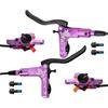 NHABXGDS Biciclette Tamburo Freno Posteriore Freno a Tambur Set freni a disco idraulici MTB rotori da 160mm piastra pinza olio maniglia morsetto bicicletta freno a olio doppio pistone bici(Purple LF RR)