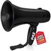 Pyle Megafono Unisex Pmpra213bk Bullhorn Leggero e Portatile, Ingresso AUX (3,5 mm) per MP3/musica, Sirena Automatica, 20 Watt, Mic/Talk (Nero), Nero