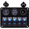 PAMINGONO Pannello Interruttori 5 Vie Combinato 12v 24v Nero