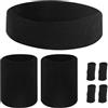FAREASTSHOP Fascia Capelli Per Il Sudore,Cinturino Sportivo Set,Fasce Elastica Polso Per Sport Polsini Cinturino Con 4 Ditalino Per Calcio,Basket,Tennis,Palestra