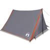 GFMGUEMV Tenda da campeggio per 2 persone, grigio arancione, impermeabile, con doppio ingresso, tettuccio parasole e connettore E, poliestere con rivestimento in PU, cuciture sigillate, robusto telo di base