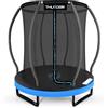 THUNDER Trampolino da Giardino con Rete e Scala - Outdoor per Bambini e Adulti, Stabile, Wetterfest, Varie Misure e Color (BLU-NERO, 4.5 FT)