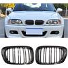HZTWFC 1 Paia ABS Anteriore Rene Griglia Auto Anteriore Griglia Superiore Della Maglia Gloss Nero Doppia Stecca di Carbonio Da Corsa Per BMW Serie 3 E46 1998 1999 2000 2001