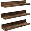 VASAGLE - Mensole da Parete, Set da 3, Mensole Sospese, Lunghezza 38 cm, con Bordi Rialzati, per Cornici, Decorazioni, Spezie, per Cucina, Soggiorno, Marrone Rustico