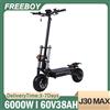 FREEBOY Monopattino Elettrico FREEBOY J30 Max con Motore 6000W, Batteria 60V38AH, Doppio Freno a Disco, Pneumatici Larghi da 10 Pollici per Tutti i Terreni