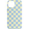 Checkered Pretty Check Pattern Custodia per iPhone 14 Motivo a scacchi retrò a scacchi blu giallo burro