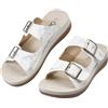CLEIKS Sandali Argento Donna Sandali Donna Estive Doppie Cinghie con Fibbia Metallo Comodi Quotidiano (Argento, 36 EU, WCL260432-11)