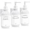 Roselee Set di 3 distributori di sapone da parete, 300 ml, dispenser di sapone da parete, senza foratura, in plastica, con imbuto ed etichette impermeabili per cucina, bagno