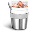 Leseed Porta Yogurt Termico in Acciaio Inox Portatile con cucchiaio, 720ml
