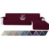 Ystyle Copridivano Impermeabile con Penisola 2 Posti (L 210 CM), Copri Divano Angolare Destra/Sinistra Universale Reversibile, Copridivani Chaise longue Antigraffio Antimacchia, Vino Rosso