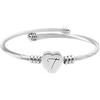 ShopINess Bracciale con Cuore e Iniziale del Nome di Colore Argento (T)